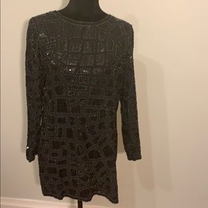 Long sleeve beaded top black